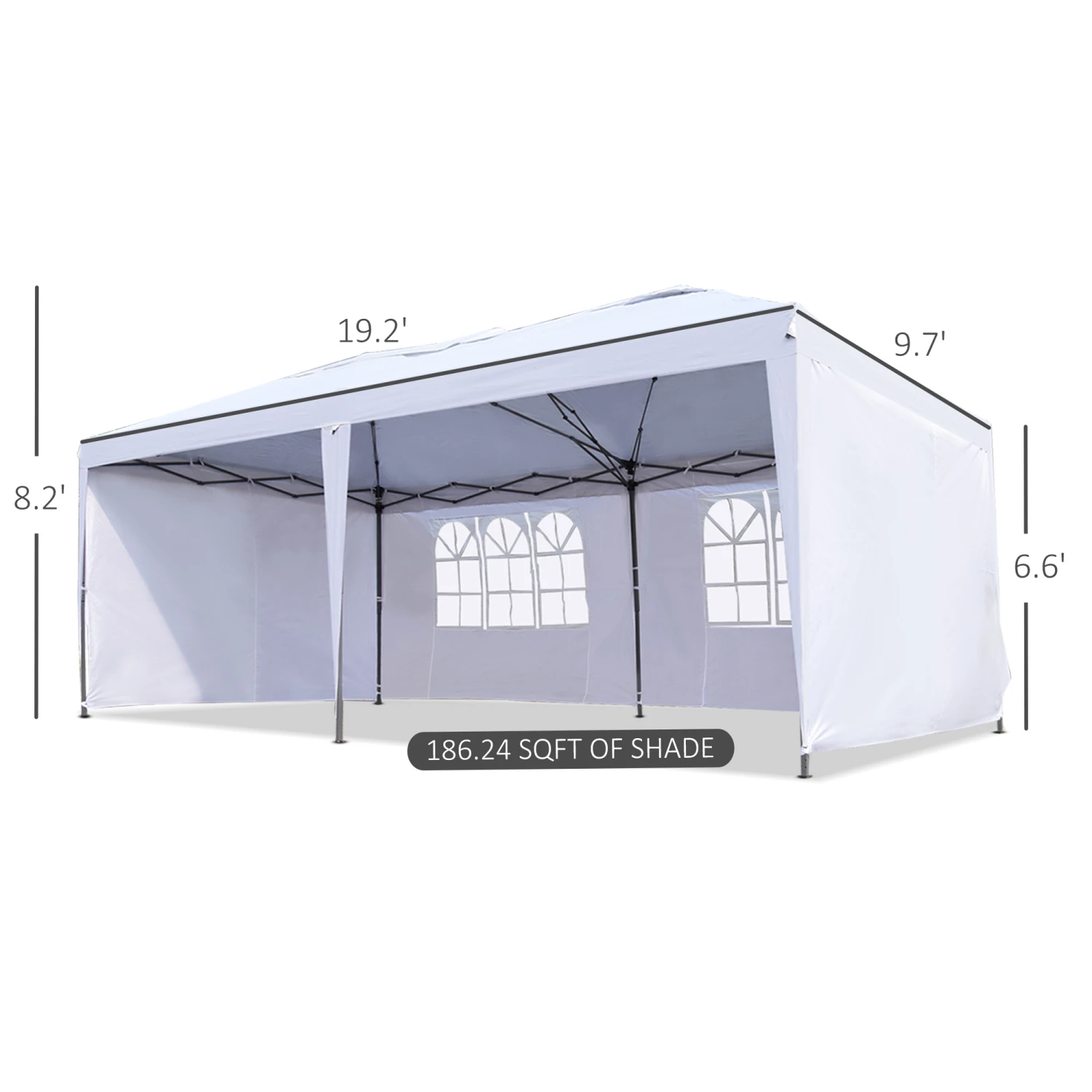 Outsunny 10' X 20' Pop Up Canopy Tent With 4 Sidewalls, Heavy Duty Tents For Parties, Outdoor Instant Gazebo With Carry Bag, For Outdoor, Garden, Patio, White 3 Outsunny 10' X 20' Pop Up Canopy Tent With 4 Sidewalls, Heavy Duty Tents For Parties, Outdoor Instant Gazebo With Carry Bag, For Outdoor, Garden, Patio, White - Image 3