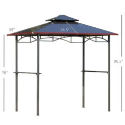 Outsunny 8' X 5' Barbecue Grill Gazebo Tent, Outdoor BBQ Canopy With Side Shelves, And Double Layer PC Roof, Brown -Outsunny 9dn70217ed3695a1a