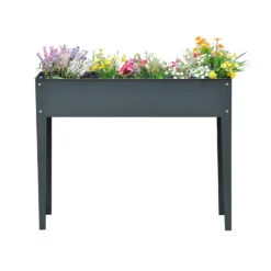 Outsunny 39" X 12" X 32" Metal Raised Garden Bed Planter Box With Durable Material & 3 Bottom Drain Holes, Dark Grey -Outsunny 9nnea817e671f24b3