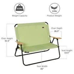 Outsunny Double Folding Camping Chair, Loveseat For 2 Adults, Portable Camping Couch With Wood Armrest & Cupholders, For Backpacking, Beach, Sports Travel, Green -Outsunny 9rPc1718123778ffe