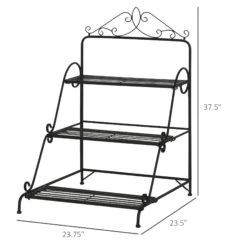 Outsunny Outdoor Plant Stand, 3 Tier Metal Plant Shelf, Stair Style Flower Stand, Plant Display Storage Organizer For Indoor Outdoor Patio Balcony Yard -Outsunny 9s1c1717f27692883