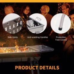 Outsunny Charcoal Barbecue Grill Stainless Steel Portable Folding Charcoal BBQ Grill Stainless Steel Camp Picnic Cooker -Outsunny 9wd0bc17e671f3198