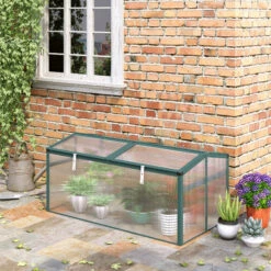 Outsunny 51" Aluminum Vented Cold Frame Mini Greenhouse Kit - Silver/Green/Transparent -Outsunny A1d6ff17fe7fb0d13