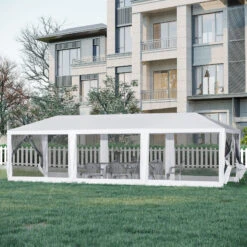 Outsunny 10' X 30' Party Tent, Event Shelter Gazebo Canopy With Removable Mesh Side Walls And Two Doors, White -Outsunny A3l6ff1831ff08259