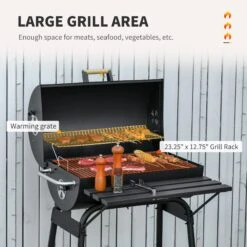 Outsunny 30" Portable Charcoal Barbecue Grill With Wheels Outdoor Barbecue With Adjustable Charcoal Rack, Storage Shelf, For Garden Camping Picnic -Outsunny A5x4e417ed37ba374