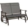 Outsunny 2-Person Outdoor Glider Bench，Patio Glider Loveseat Chair With Powder Coated Steel Frame，2 Seats Porch Rocking Glider For Backyard, Lawn, Garden And Porch, Mixed Grey