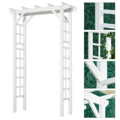 Outsunny 85" Wooden Garden Arbor For Wedding And Ceremony, Outdoor Garden Arch Trellis For Climbing Vines - White 14 Outsunny 85" Wooden Garden Arbor For Wedding And Ceremony, Outdoor Garden Arch Trellis For Climbing Vines - White -Outsunny A7A63217e6c7c77cc