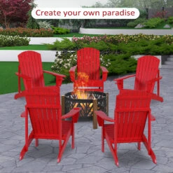 Outsunny Wooden Adirondack Chair, Outdoor Patio Lawn Chair With Cup Holder, Weather Resistant Lawn Furniture, Classic Lounge For Deck, Garden, Backyard, Fire Pit, Red 18 Outsunny Wooden Adirondack Chair, Outdoor Patio Lawn Chair With Cup Holder, Weather Resistant Lawn Furniture, Classic Lounge For Deck, Garden, Backyard, Fire Pit, Red -Outsunny A8Wdf817f73c339be
