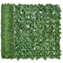 Outsunny 118" X 39" Artificial Ivy Privacy Fence, Wall Screen Faux Greenery, Leaves Decoration For Outdoor Garden, Backyard Décor, Balcony, Patio, Dark Green