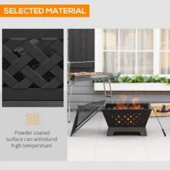 Outsunny 26 Inch Outdoor Fire Pits, Bonfire Wood Burning Firepit Bowl, Camping Fire Pit With Spark Screen Cover, Poker For Patio, Or Backyard, Black -Outsunny AJe88c17f2768b921