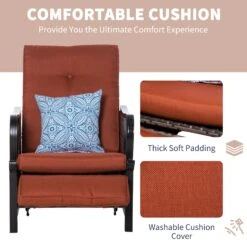 Outsunny Outdoor Patio Recliner With All Hand-Woven Wicker, Adjustable Lounge Chair W/ Cushions, Rust-Resistant Metal Frame For Backyard, Garden, Patio, Red -Outsunny ANBed717ed2fb9535
