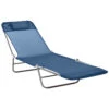 Outsunny Folding Chaise Lounge Pool Chair, Outdoor Sun Tanning Chair With Pillow, Reclining Back, Steel Frame & Breathable Mesh For Beach, Yard, Patio, Blue