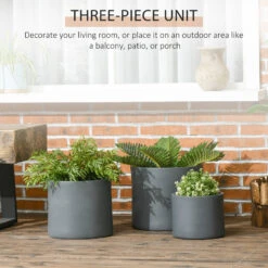 Outsunny Set Of 3 Outdoor Planter Set, 13/11.5/9in, MgO Flower Pots With Drainage Holes, Outdoor Ready & Stackable Plant Pot For Indoor, Entryway, Patio, Yard, Garden 12 Outsunny Set Of 3 Outdoor Planter Set, 13/11.5/9in, MgO Flower Pots With Drainage Holes, Outdoor Ready & Stackable Plant Pot For Indoor, Entryway, Patio, Yard, Garden -Outsunny AOSa0918871528b39