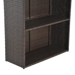 Outsunny 5 Pcs Rattan Wicker Bar Set With Glass Top Table And 2 Tier Storage Shelf, 1 Table And 4 Bar Stools For Outdoor, Patio, Garden, Poolside -Outsunny AUG33f17e73b5cfc6