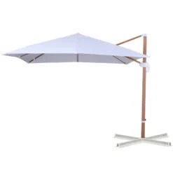 Outsunny 10ft X 10ft Patio Offset Parasol Hanging Cantilever Umbrella With 360° Rotation & Adjustable Tilt - White