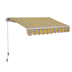 Outsunny 8' X 7' Manual Retractable Sun Shade Patio Awning - Orange, Black And Grey