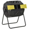 Outsunny 43 Gallon Outdoor Compost Tumbler Bin, Garden Composter With Dual Chamber Sliding Doors For Patio, Black & Yellow