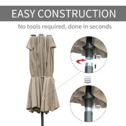 Outsunny Patio Umbrella 15' Steel Rectangular Outdoor Double Sided Market With Base, UV Sun Protection & Easy Crank For Deck Pool Patio, Coffee -Outsunny Akq90d17e68d69f7c