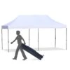 Outsunny 10' X 20' Pop Up Canopy Tent, Instant Sun Shelter, Tents For Parties, Height Adjustable, With Wheeled Carry Bag, For Outdoor, Garden, Patio, White