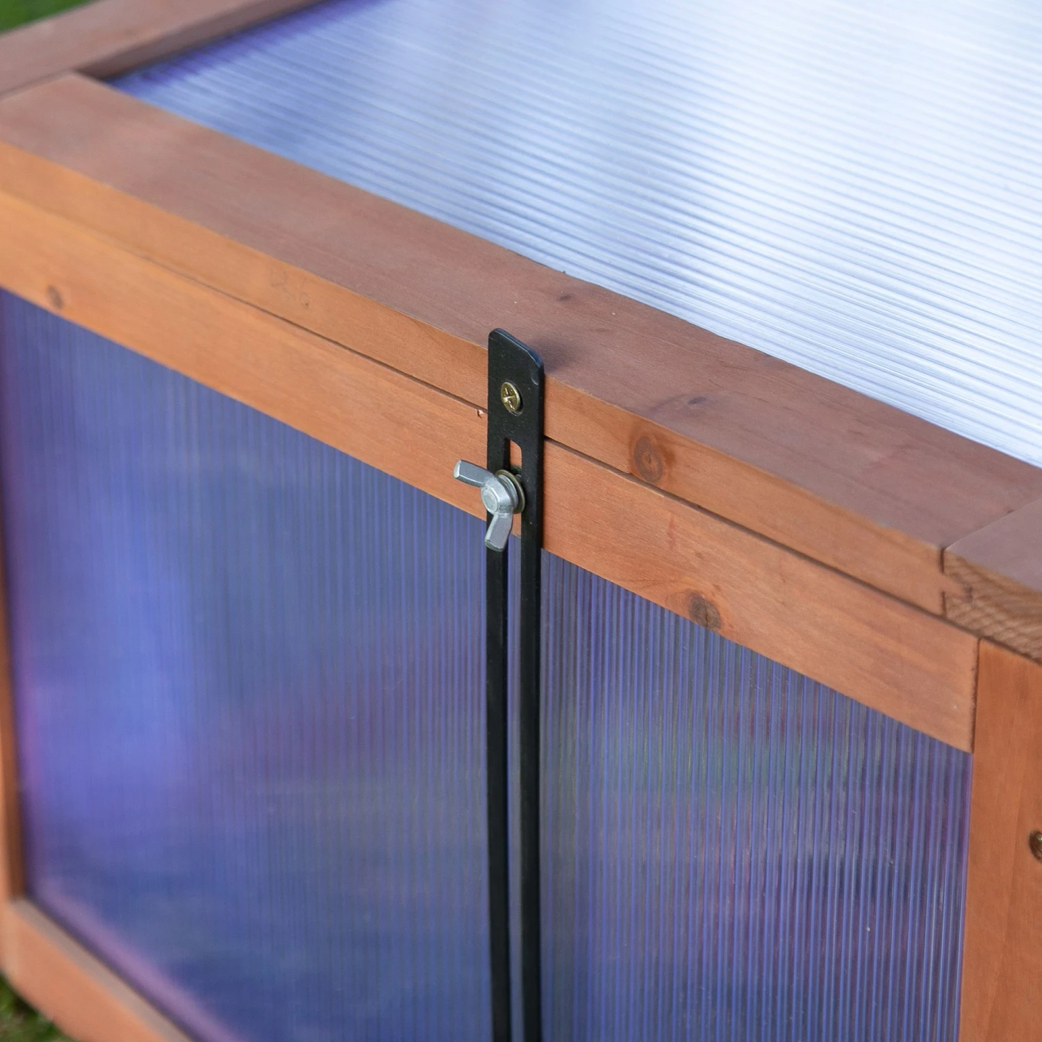 Outsunny Wooden Cold Frame Greenhouse With Polycarbonate Boards, 39" X 26" X 16" 14 Outsunny Wooden Cold Frame Greenhouse With Polycarbonate Boards, 39" X 26" X 16" - Image 14