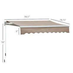 Outsunny 8' X 7' Patio Retractable Awning, Manual Exterior Sun Shade Deck Window Cover, Brown -Outsunny AuAc171831c17f6e1