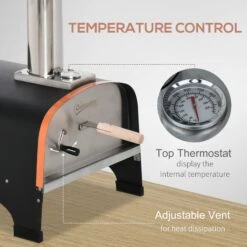 Outsunny Outdoor Pizza Oven, Portable Pellet Wood Fired Pizza Maker, 12" Stainless Steel Pizza Grill With Stone And Peel Accessories For Outside, Backyard, Outdoor Kitchen -Outsunny Avl25f17ed344cdf8