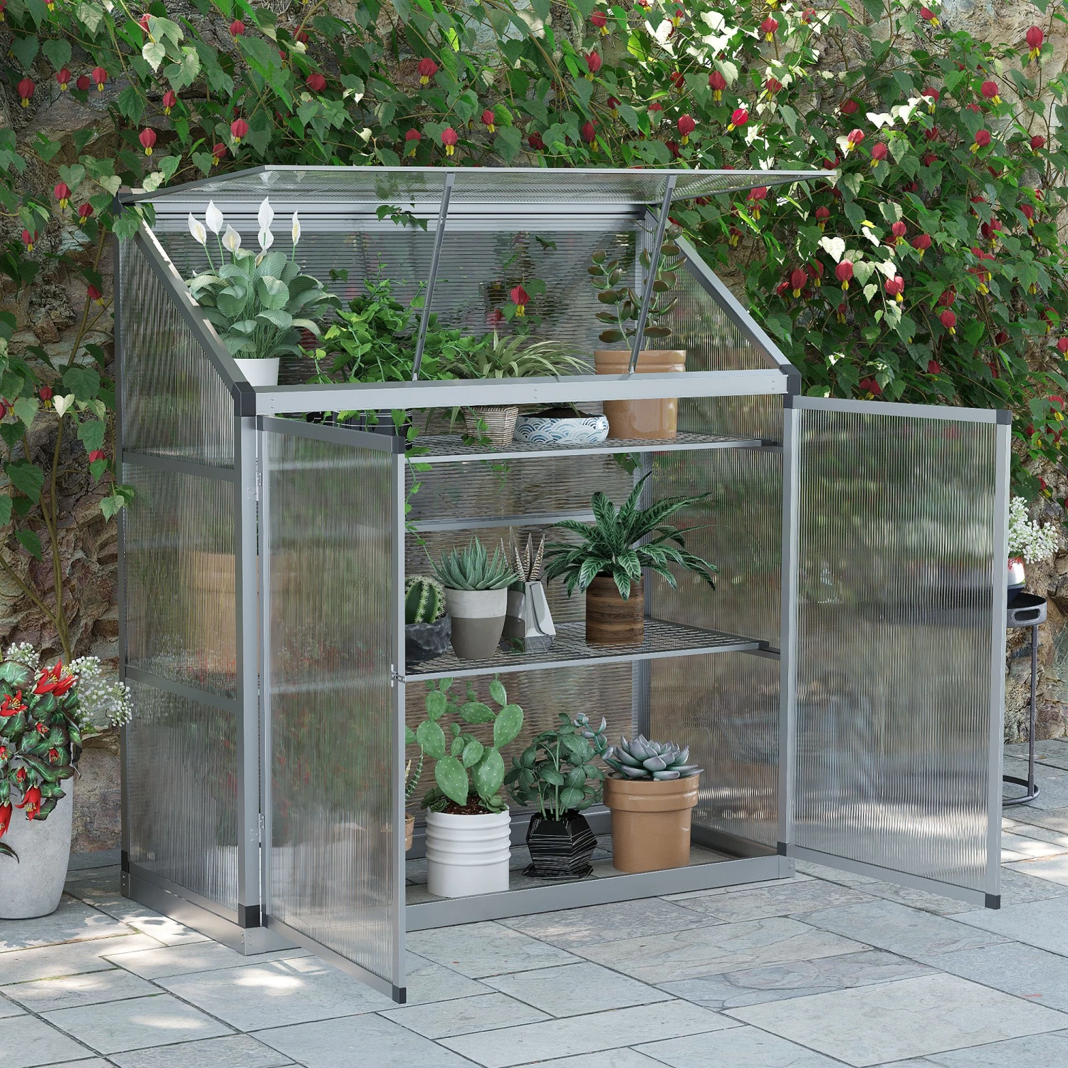Outsunny 3 Tier Greenhouse Outdoor Plant Garden Transparent Sunlight Board W / Foundation 2 Outsunny 3 Tier Greenhouse Outdoor Plant Garden Transparent Sunlight Board W / Foundation - Image 2