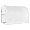 Outsunny 10' X 5' X 7' Outdoor Walk-In Greenhouse, Plant Nursery With Zippered Doors, PE Cover And 3 Wire Shelves, White
