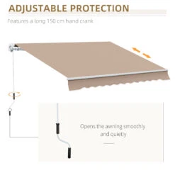Outsunny 12' X 10' Retractable Awning Patio Awnings Sun Shade Shelter With Manual Crank Handle, 280g/m² UV & Water-Resistant Fabric And Aluminum Frame For Deck, Balcony, Yard, Coffee -Outsunny BEv88c181a40ad135