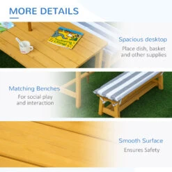 Outsunny Kids Wooden Table Bench Set, W/ Soft Cushions Removable Umbrella, Aged 3-8 14 Outsunny Kids Wooden Table Bench Set, W/ Soft Cushions Removable Umbrella, Aged 3-8 -Outsunny BMn9c517ed32013ba