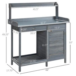 Outsunny Garden Potting Bench Table With Lockable Storage Cabinet And Open Shelf, Outdoor Planting Workstation With Steel Tabletop, Grey 11 Outsunny Garden Potting Bench Table With Lockable Storage Cabinet And Open Shelf, Outdoor Planting Workstation With Steel Tabletop, Grey -Outsunny BN5c1718137e8cd16