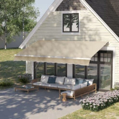 Outsunny 12' X 8' Retractable Awning Patio Awnings Sun Shade Shelter With Manual Crank Handle, 280g/m² UV & Water-Resistant Fabric And Aluminum Frame For Deck, Balcony, Yard, Cream White 22 Outsunny 12' X 8' Retractable Awning Patio Awnings Sun Shade Shelter With Manual Crank Handle, 280g/m² UV & Water-Resistant Fabric And Aluminum Frame For Deck, Balcony, Yard, Cream White -Outsunny BUM6ff1831c1055db