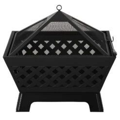 Outsunny 26 Inch Outdoor Fire Pits, Bonfire Wood Burning Firepit Bowl, Camping Fire Pit With Spark Screen Cover, Poker For Patio, Or Backyard, Black -Outsunny Bgg71317fcf475844