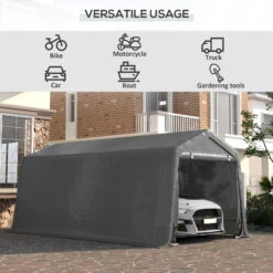 Outsunny 10' X 20' Carport Portable Garage, Heavy Duty Storage Tent, Patio Storage Shelter W/ Anti-UV PE Cover And Double Zipper Doors, For Motorcycle Bike Garden Tools -Outsunny Bjv756188526c58d9