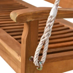 Outsunny 48" Hanging Porch Swing Seat Acacia Wood 2 Person Bench -Outsunny Bn2f1518088af63ca