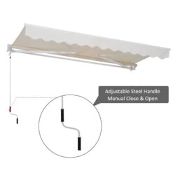 Outsunny 10' X 8' Manual Retractable Sun Shade Patio Awning - Cream White -Outsunny BnJb9117e670cd51e