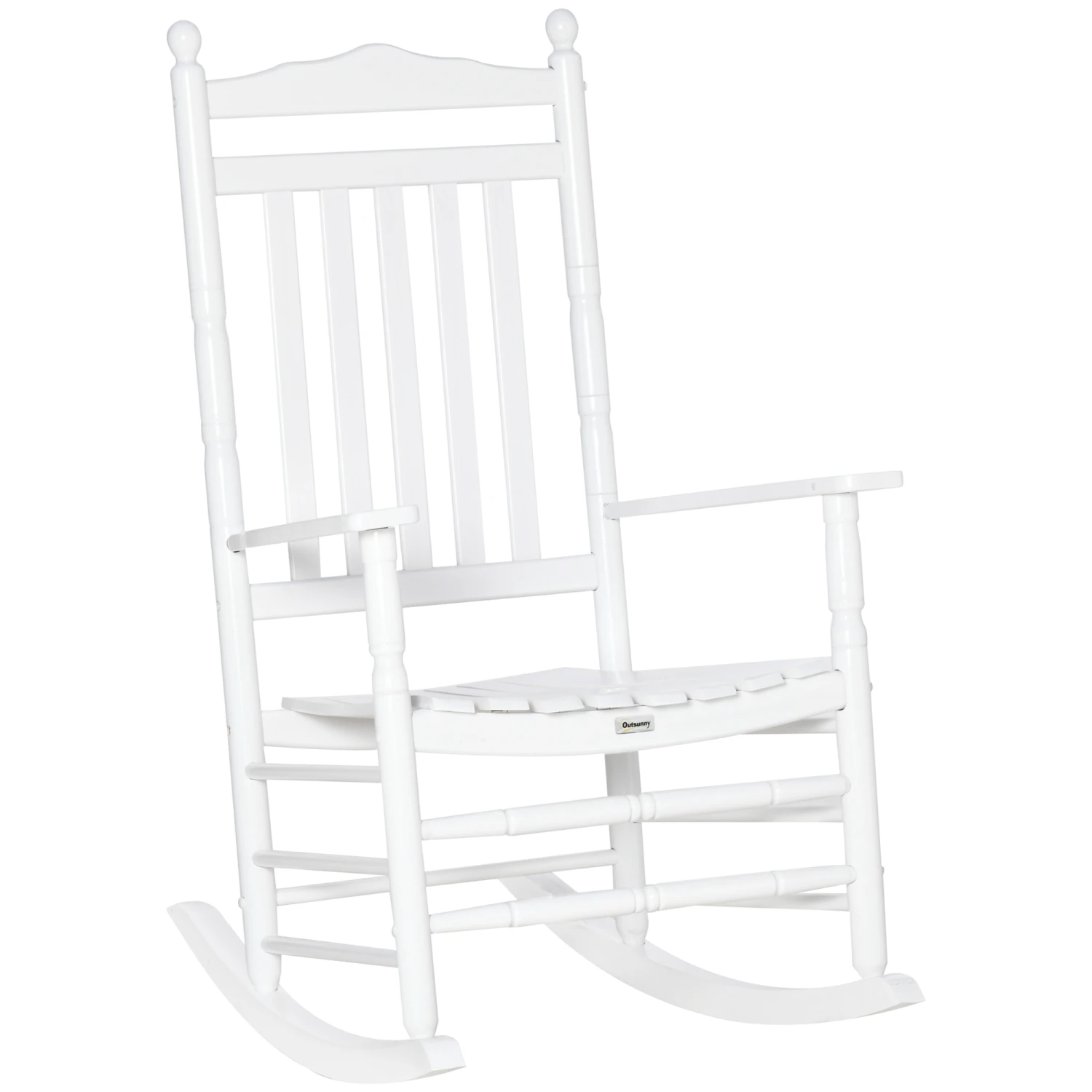 Outsunny Traditional Wooden High-Back Rocking Chair For Porch, Indoor/Outdoor, White 1 Outsunny Traditional Wooden High-Back Rocking Chair For Porch, Indoor/Outdoor, White