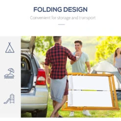 Outsunny 2-Person Sling Chair, Reclining Double Lounger For Patio, Beach, Camping, Lawn, Wood Folding Chair With Recliner Design For 2 Adults, Cream White -Outsunny Buib1017f2768d558