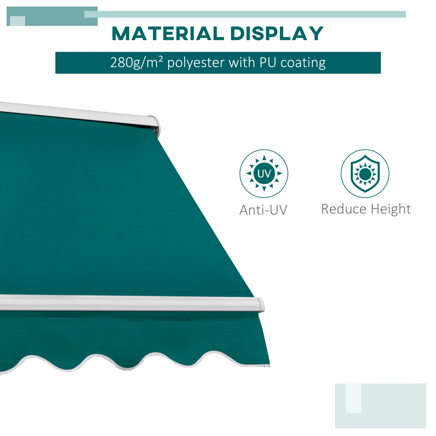 Outsunny 4' Drop Arm Manual Retractable Sun Shade Patio Window Awning - Green 4 Outsunny 4' Drop Arm Manual Retractable Sun Shade Patio Window Awning - Green - Image 4
