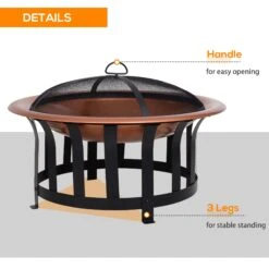 Outsunny Outdoor Round Fire Pit With Protective Mesh Screen For Your Backyard And Patio 17 Outsunny Outdoor Round Fire Pit With Protective Mesh Screen For Your Backyard And Patio -Outsunny C0Ub1017fcf3ba8d1