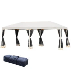 Outsunny 10'x20' Pop Up Party Tent Gazebo Wedding Canopy With 6 Removable Mesh Sidewalls