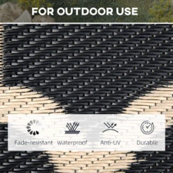 Outsunny 9' X 12' Reversible Outdoor RV Rug, Plastic Straw Rug For Camping, Deck, Beach, Black -Outsunny C1w88c17fe7fc0a9c