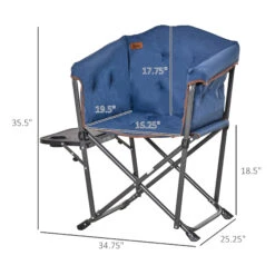 Outsunny Folding Camping Chair, Padded Director Chair With Side Table And Cup Holder, Portable For Picnic, Beach, Hiking, Travel, Blue -Outsunny C3Zc17181720f7d0a