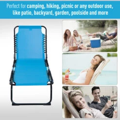 Outsunny 4-Position Reclining Beach Chair Chaise Lounge Folding Chair - Light Blue -Outsunny C4A756181532bbcd7