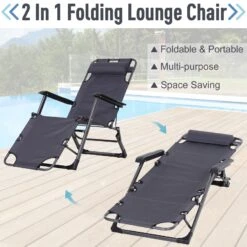 Outsunny Tanning Chair, 2-in-1 Beach Lounge Chair & Camping Chair W/ Pillow & Pocket, Adjustable Chaise For Sunbathing Outside, Patio, Poolside, Gray 18 Outsunny Tanning Chair, 2-in-1 Beach Lounge Chair & Camping Chair W/ Pillow & Pocket, Adjustable Chaise For Sunbathing Outside, Patio, Poolside, Gray -Outsunny C791fa17e6a5728a5