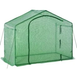 Outsunny 71'' X 39'' X 66'' Walk In Greenhouse Portable Hot House For Plants With Zippered Door And Top Window For Outdoor, Garden, Patio, PE Cover, Green