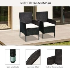 Outsunny 2 PCS Rattan Wicker Dining Chairs With Cushions And Anti-Slip Foot, Patio Stackable Chairs Set For Backyard, Garden, Lawn, Dark Coffee 15 Outsunny 2 PCS Rattan Wicker Dining Chairs With Cushions And Anti-Slip Foot, Patio Stackable Chairs Set For Backyard, Garden, Lawn, Dark Coffee -Outsunny CKa7561802af076d4