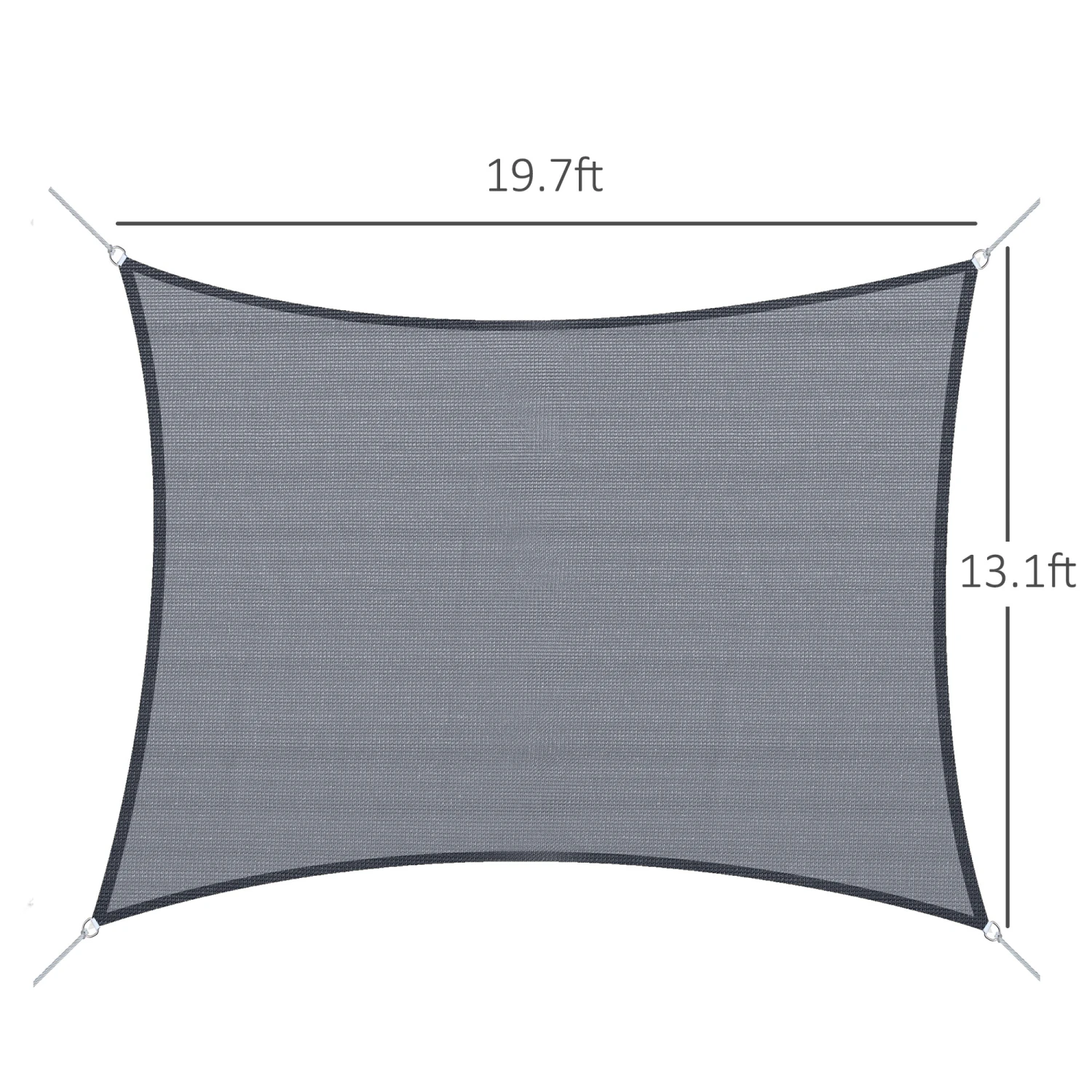 Outsunny 13' X 20' Rectangle Sun Shade Sail Canopy Outdoor Shade Sail Cloth For Patio Deck Yard With D-Rings And Rope Included - Gray 3 Outsunny 13' X 20' Rectangle Sun Shade Sail Canopy Outdoor Shade Sail Cloth For Patio Deck Yard With D-Rings And Rope Included - Gray - Image 3