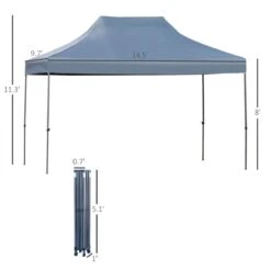 Outsunny 9.7' X 14.5' Folding Gazebo Steel Canopy Party Tent With Carry Bag - Green -Outsunny CSl37217e68e8f10c