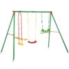 Outsunny 3 In 1 Kids Swing Set W/ Monkey Bar Rings Glider And Adjustable Hanging Rope, Multiple Kids Playground Equipment For Backyard 3 - 8 Years Old